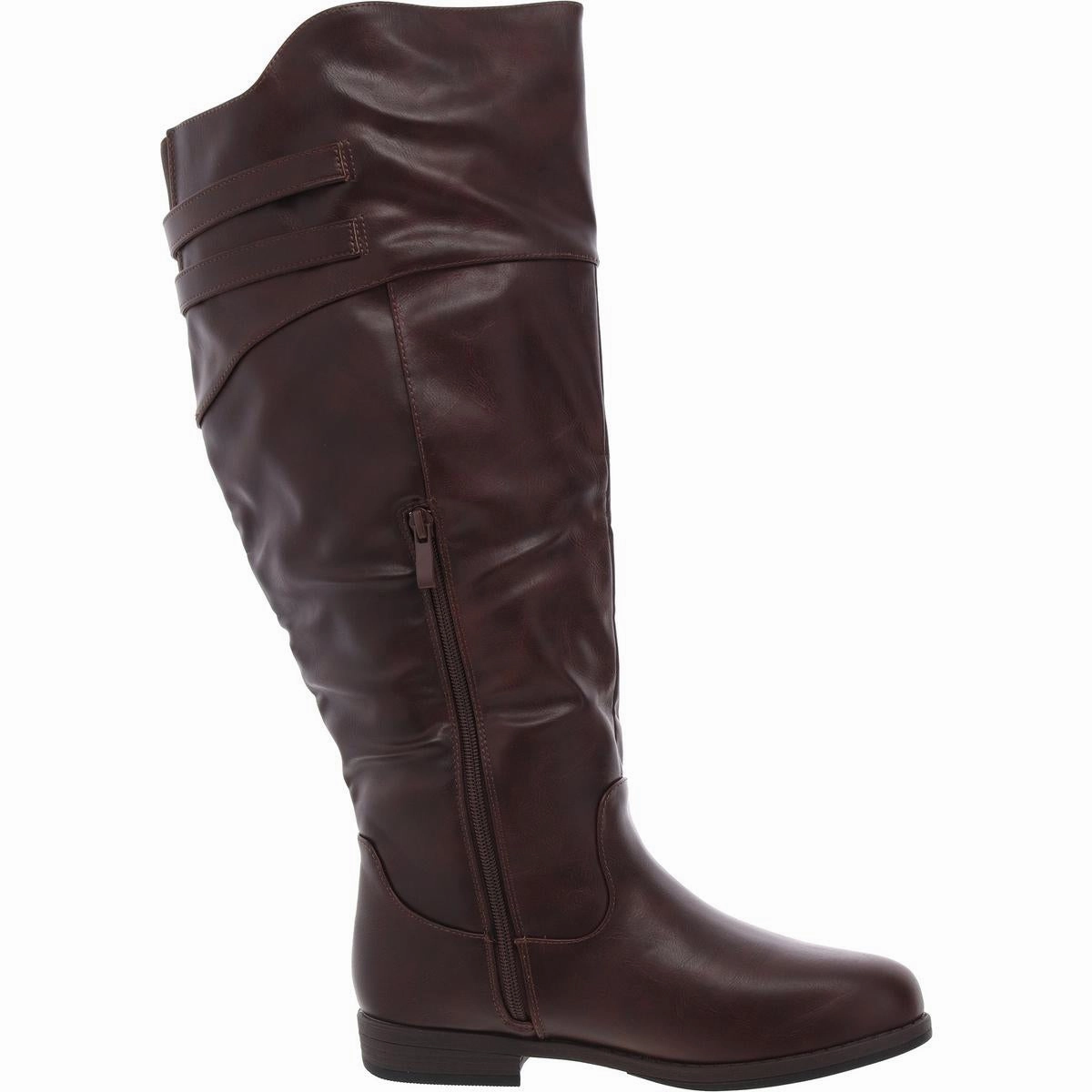 Womens Zipper Faux Leather Knee-High Boots