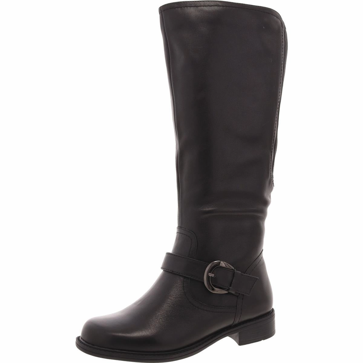 Womens Zipper Faux Leather Knee-High Boots
