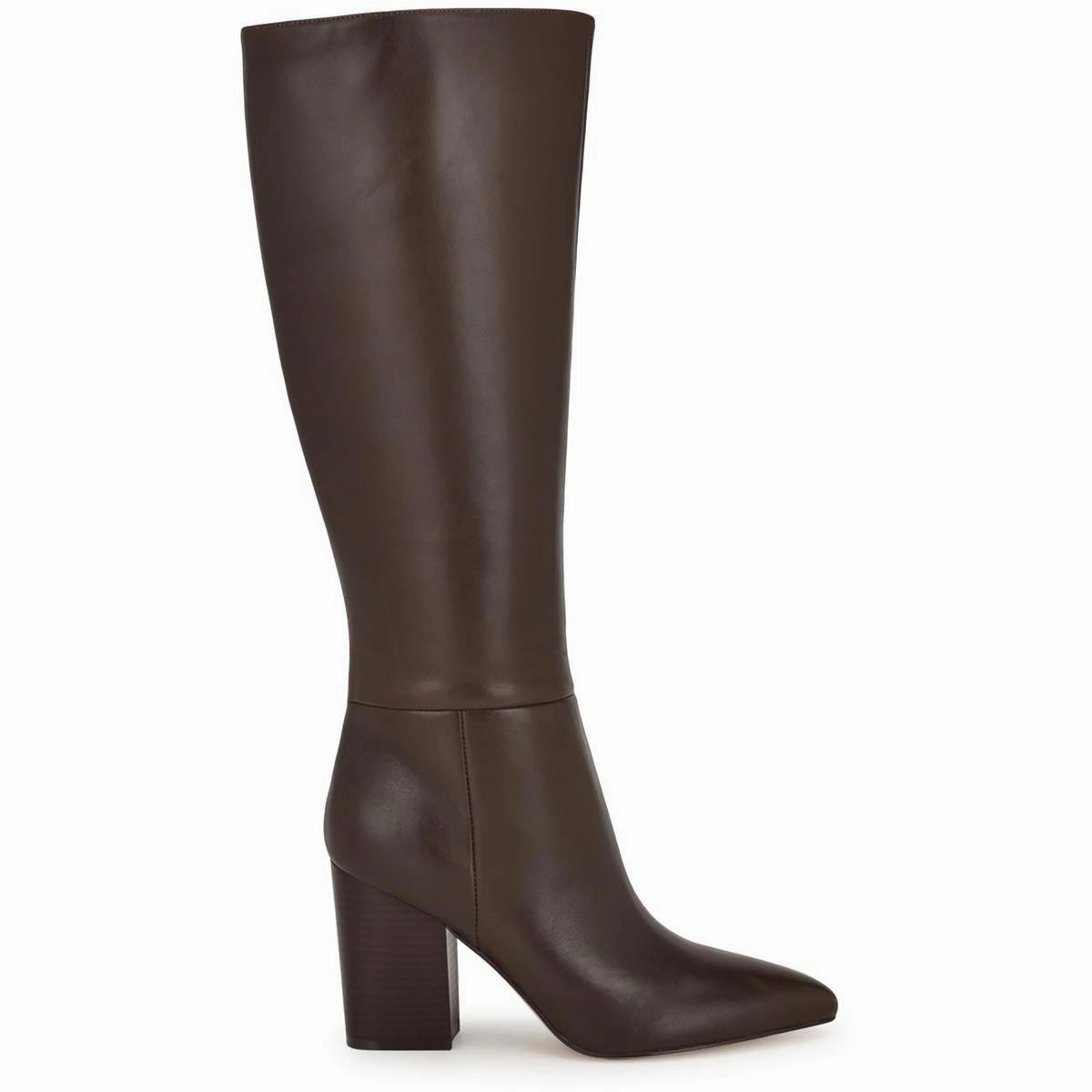 Womens Zipper Leather Knee-High Boots
