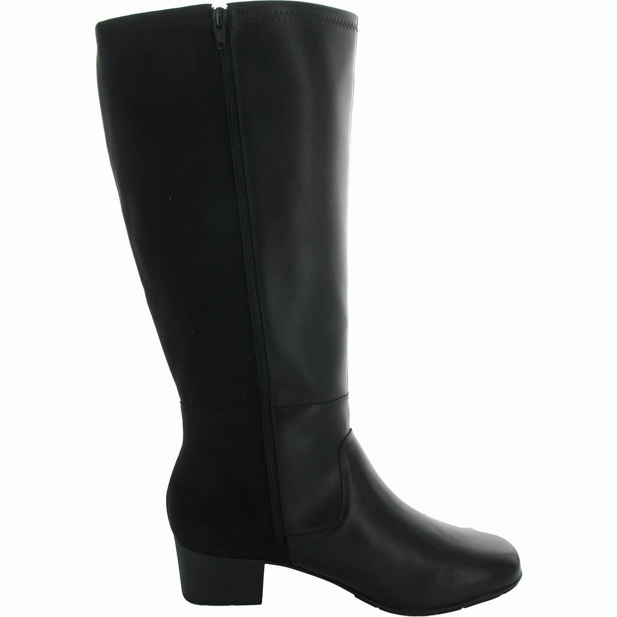 Womens Zipper Leather Mid-Calf Boots