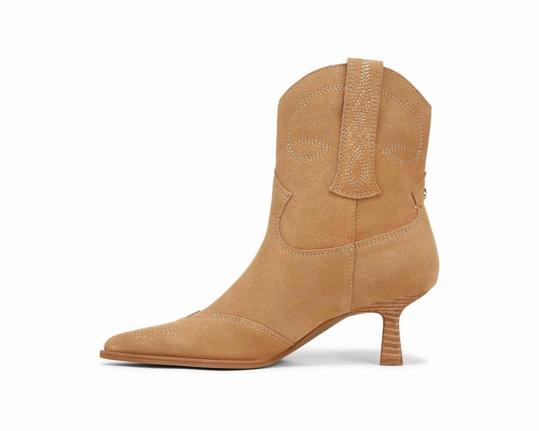 Yolanda Kitten Heel Boot In Golden Carmel