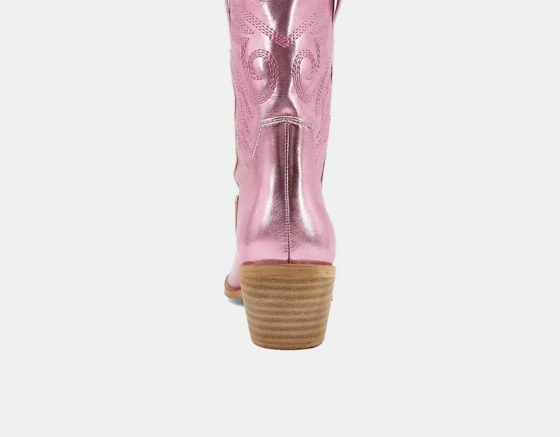 Youth Zahara Cowboy Boot In Metallic Pink