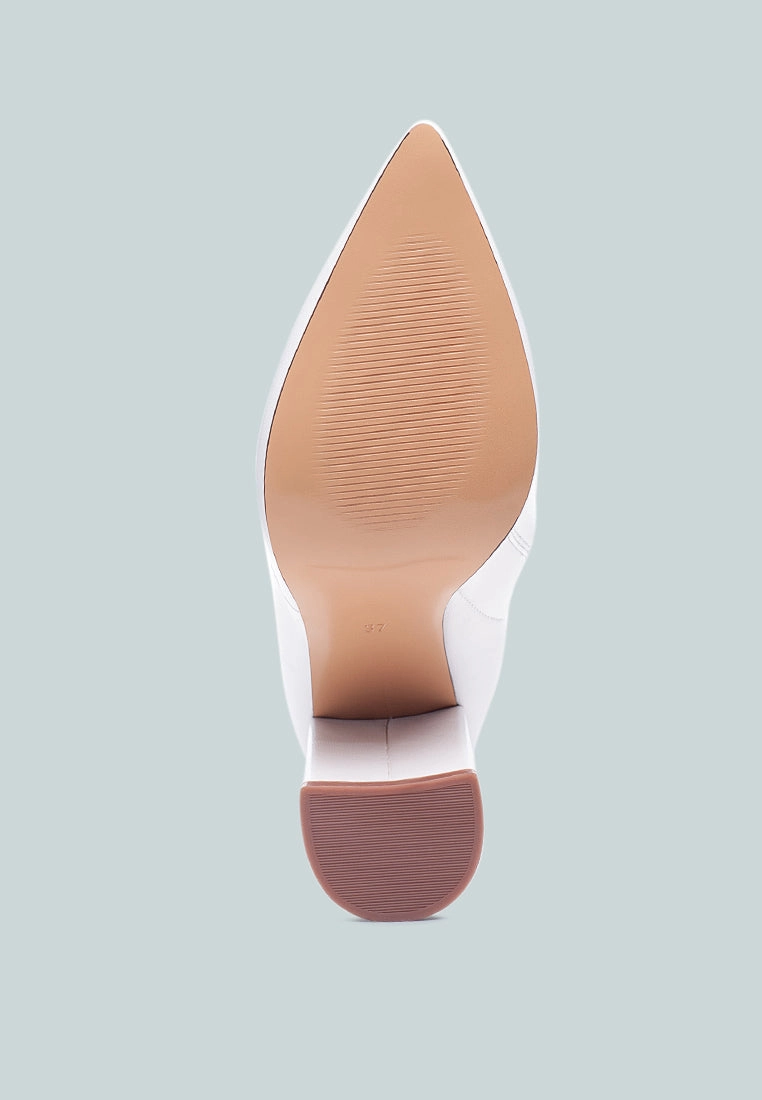 zahara faux leather block heeled boots
