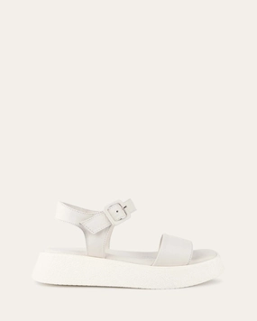 ZURI FLAT SANDALS WHITE LEATHER Womens Sandals on sale