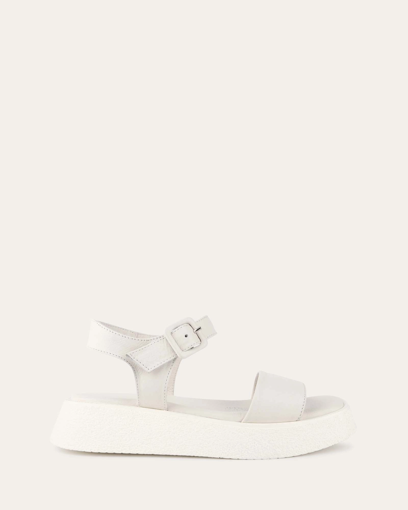 ZURI FLAT SANDALS WHITE LEATHER Womens Sandals on sale